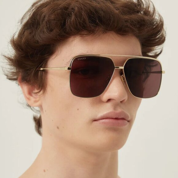 Gucci Women Sunglasses Gold Brown Aviator GG1676S NAVIGATOR 002 BRAND NEW main image 12